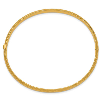 10K Yellow Gold 3/16 Textured Hinged Bangle