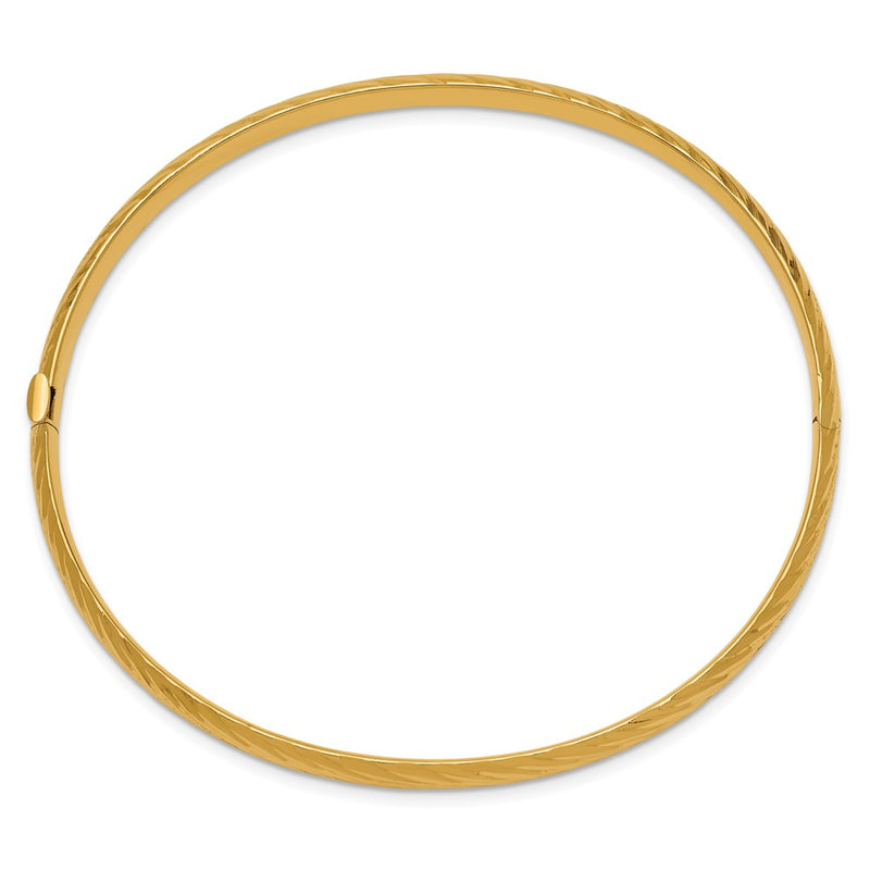 10K Yellow Gold 3/16 Textured Hinged Bangle