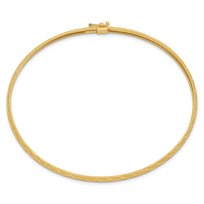 10K Yellow Gold Hexagonal Design Diamond-Cut Flexible Bangle