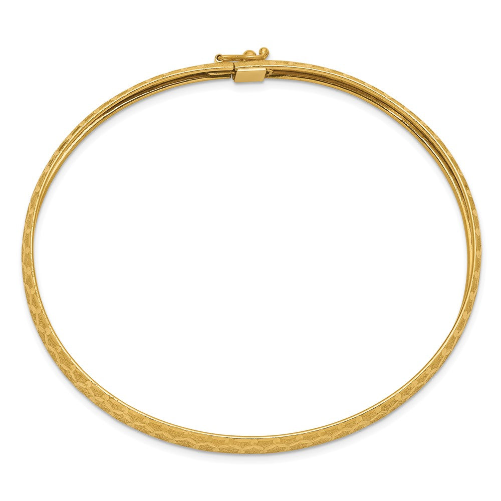 10K Yellow Gold Hexagonal Design Diamond-Cut Flexible Bangle