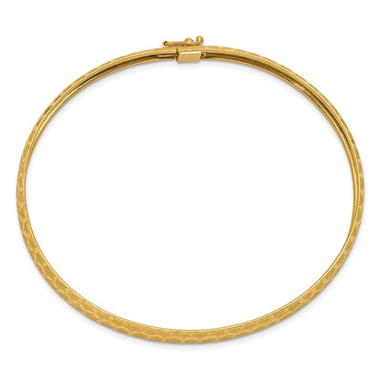 10K Yellow Gold Hexagonal Design Diamond-Cut Flexible Bangle