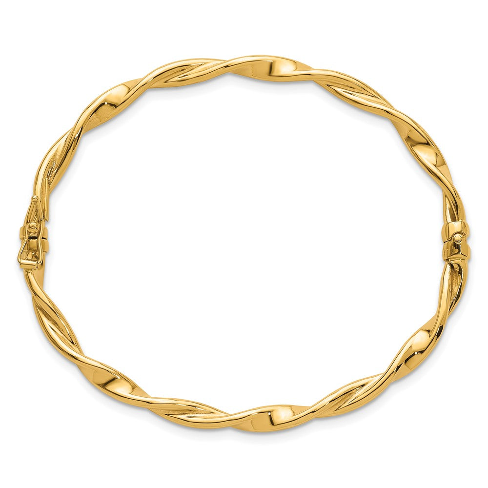 10K Yellow Gold 10K Polished And Twisted 4.00mm Hinged Bangle
