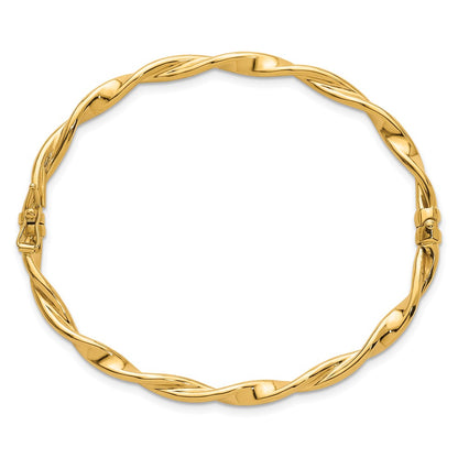 10K Yellow Gold 10K Polished And Twisted 4.00mm Hinged Bangle
