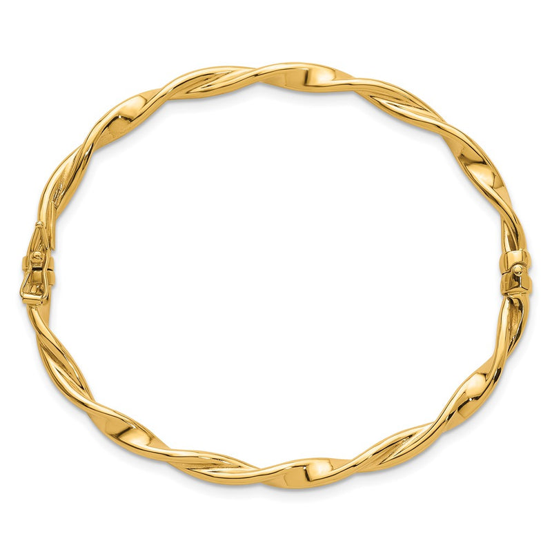 10K Yellow Gold 10K Polished And Twisted 4.00mm Hinged Bangle