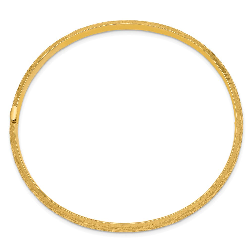 10K Yellow Gold 3/16 Diamond-Cut Fancy Hinged Bangle Bracelet