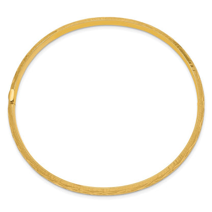 10K Yellow Gold 3/16 Diamond-Cut Fancy Hinged Bangle Bracelet