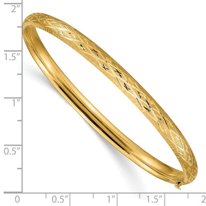10K Yellow Gold 3/16 Diamond-Cut Fancy Hinged Bangle Bracelet