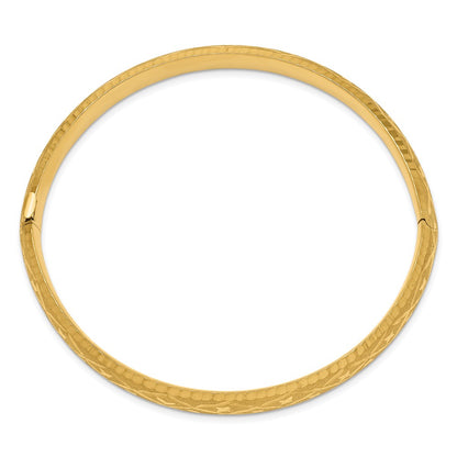 10K Yellow Gold 5/16 Diamond-Cut Fancy Hinged Bangle Bracelet