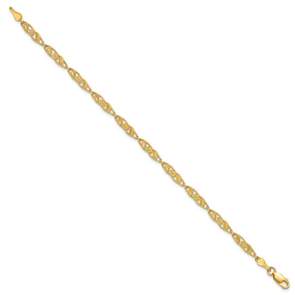 10K Yellow Gold Solid Polished Open Back Flower & Leaf Bracelet
