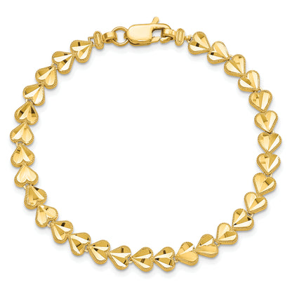 10K Yellow Gold Heart Bracelet