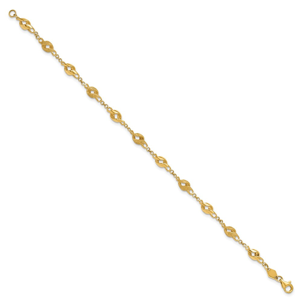 10K Yellow Gold Polished And Lasered Spiral Link 7.25In Bracelet