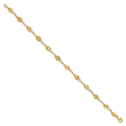 10K Yellow Gold Polished And Lasered Spiral Link 7.25In Bracelet