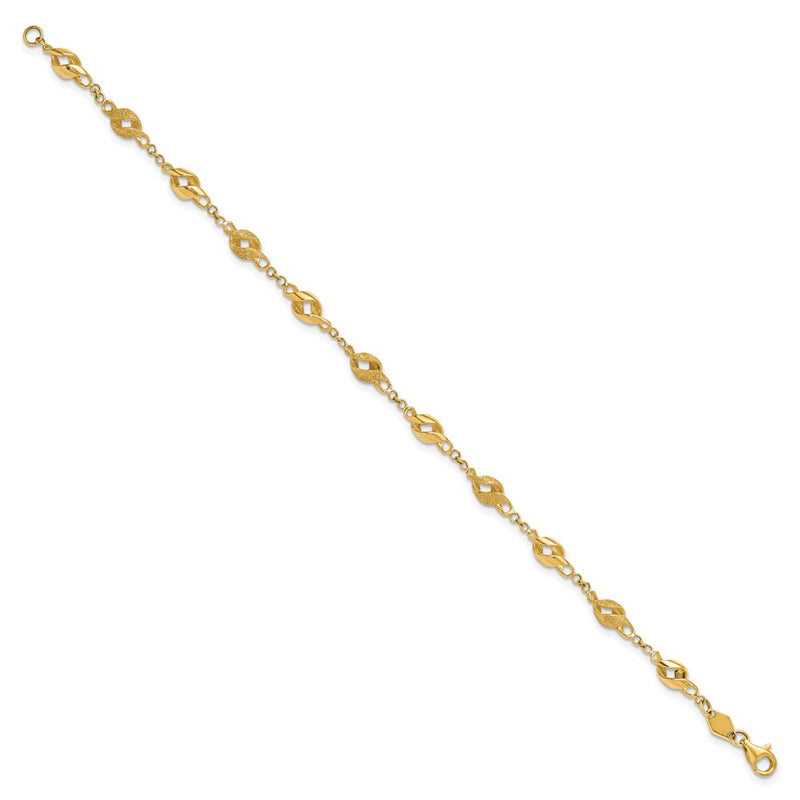 10K Yellow Gold Polished And Lasered Spiral Link 7.25In Bracelet