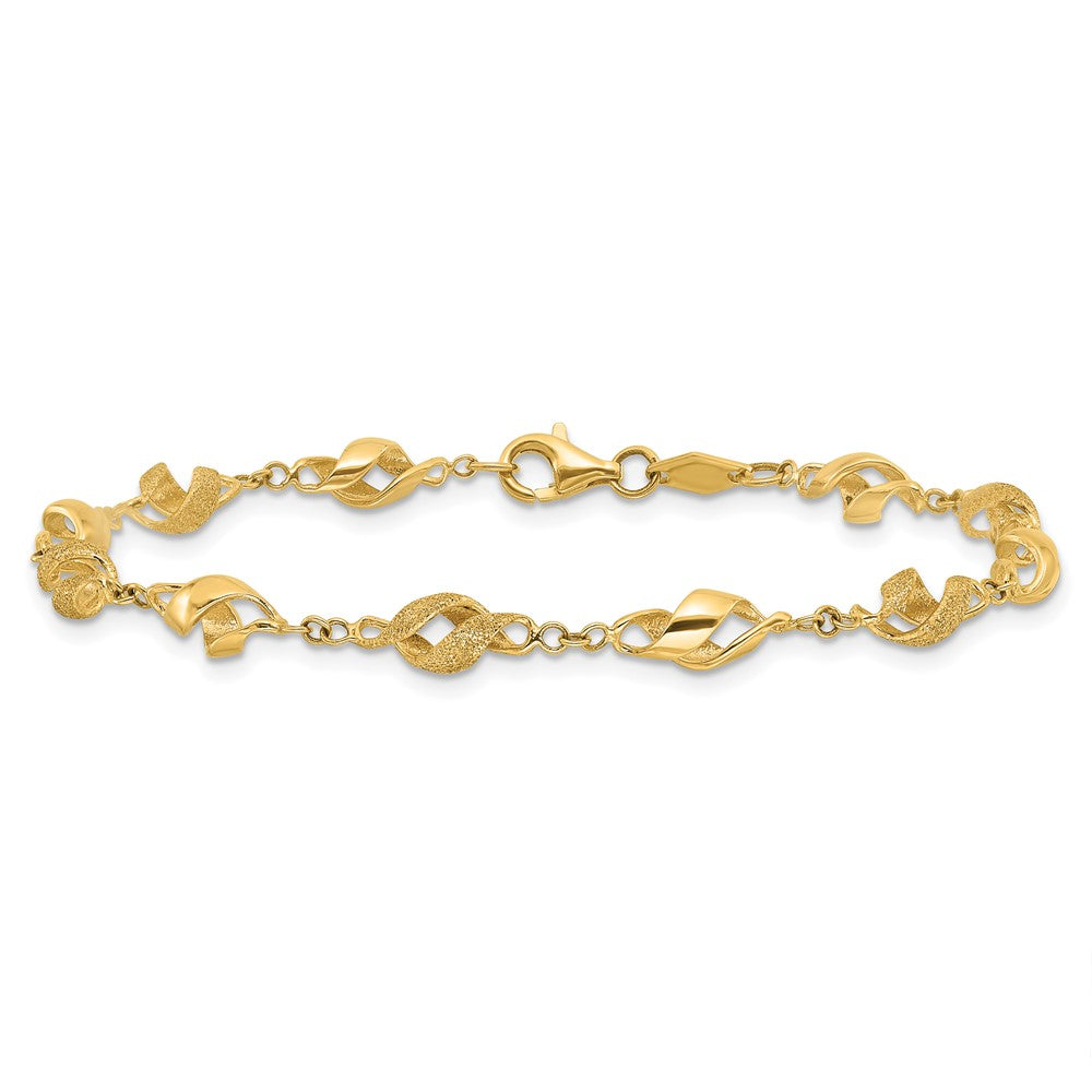 10K Yellow Gold Polished And Lasered Spiral Link 7.25In Bracelet