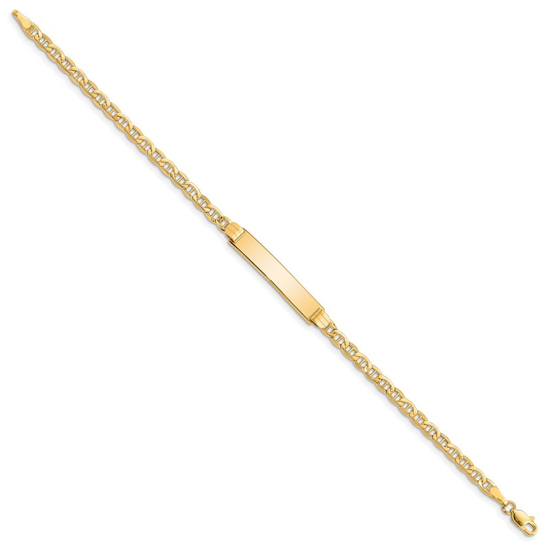 10K Yellow Gold Semi-Solid Anchor Link Id Chain Bracelet