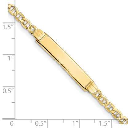 10K Yellow Gold Semi-Solid Anchor Link Id Chain Bracelet