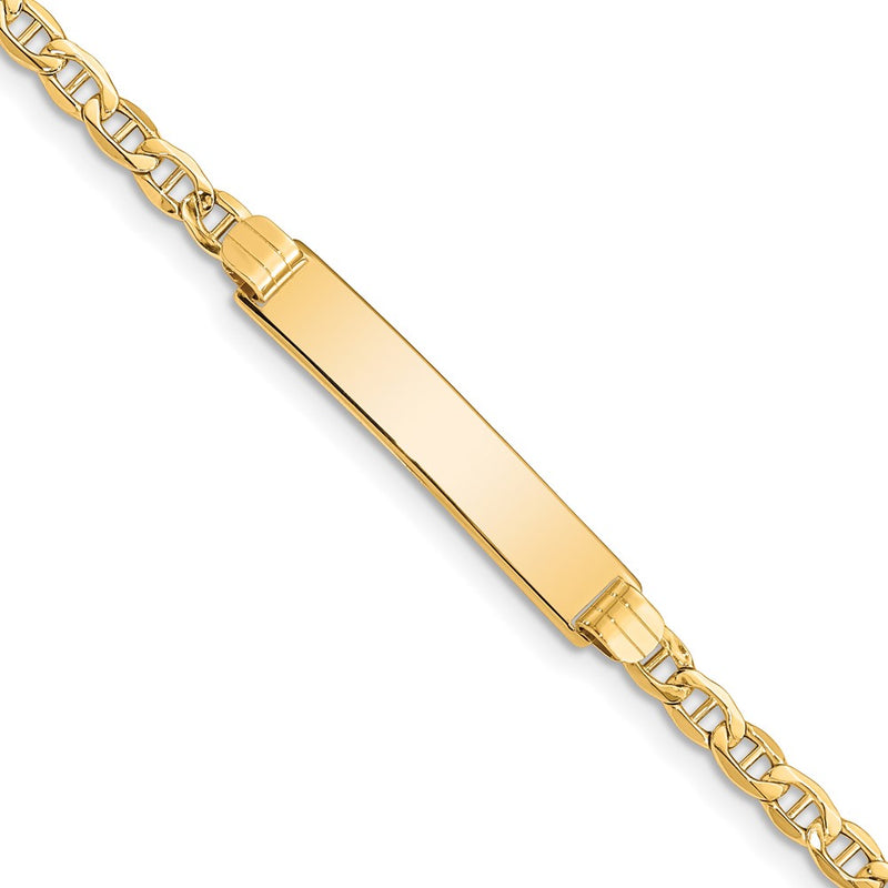 10K Yellow Gold Semi-Solid Anchor Link Id Chain Bracelet