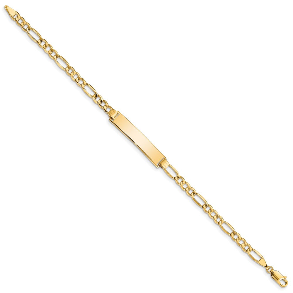 10K Yellow Gold Semi-Solid Figaro Link Id Chain Bracelet