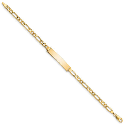 10K Yellow Gold Semi-Solid Figaro Link Id Chain Bracelet