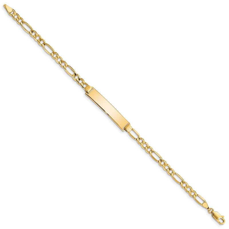 10K Yellow Gold Semi-Solid Figaro Link Id Chain Bracelet