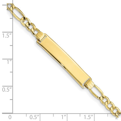 10K Yellow Gold Semi-Solid Figaro Link Id Chain Bracelet