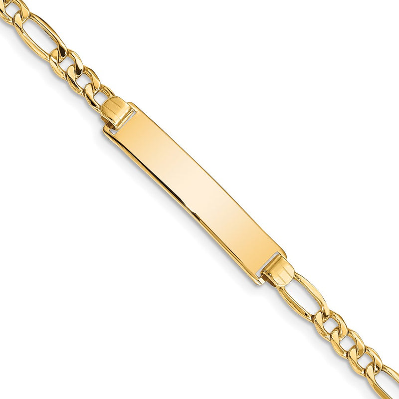 10K Yellow Gold Semi-Solid Figaro Link Id Chain Bracelet