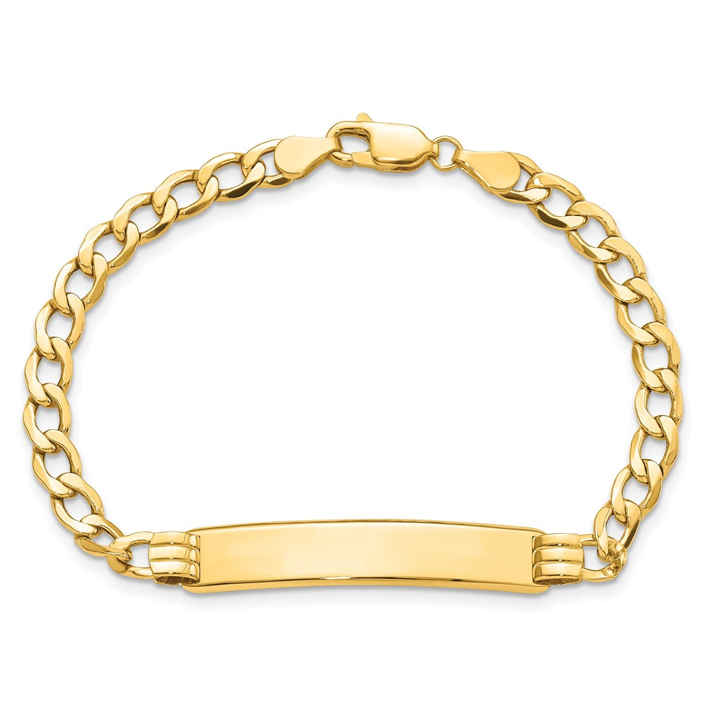10K Yellow Gold Semi-Solid Curb Link Id Bracelet