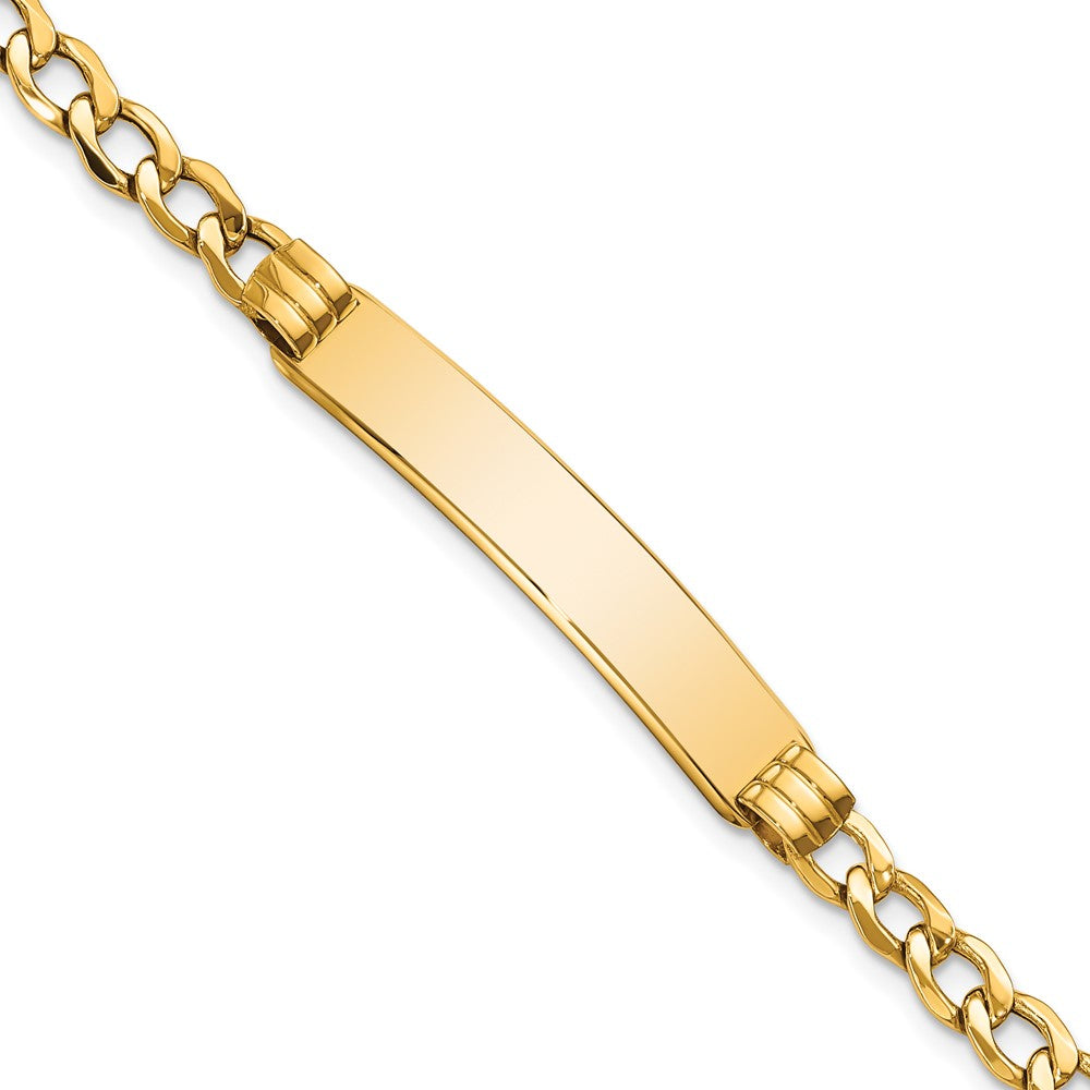 10K Yellow Gold Semi-Solid Curb Link Id Bracelet