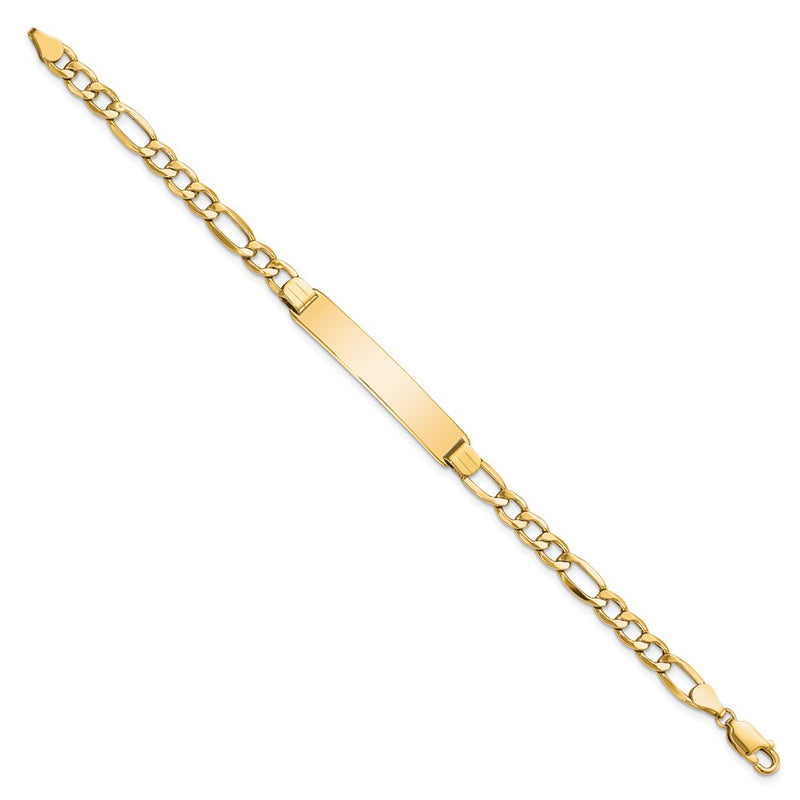 10K Yellow Gold Semi-Solid Figaro Link Id Chain Bracelet