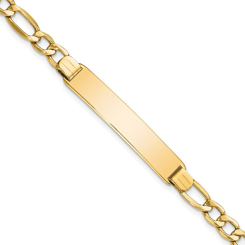 10K Yellow Gold Semi-Solid Figaro Link Id Chain Bracelet
