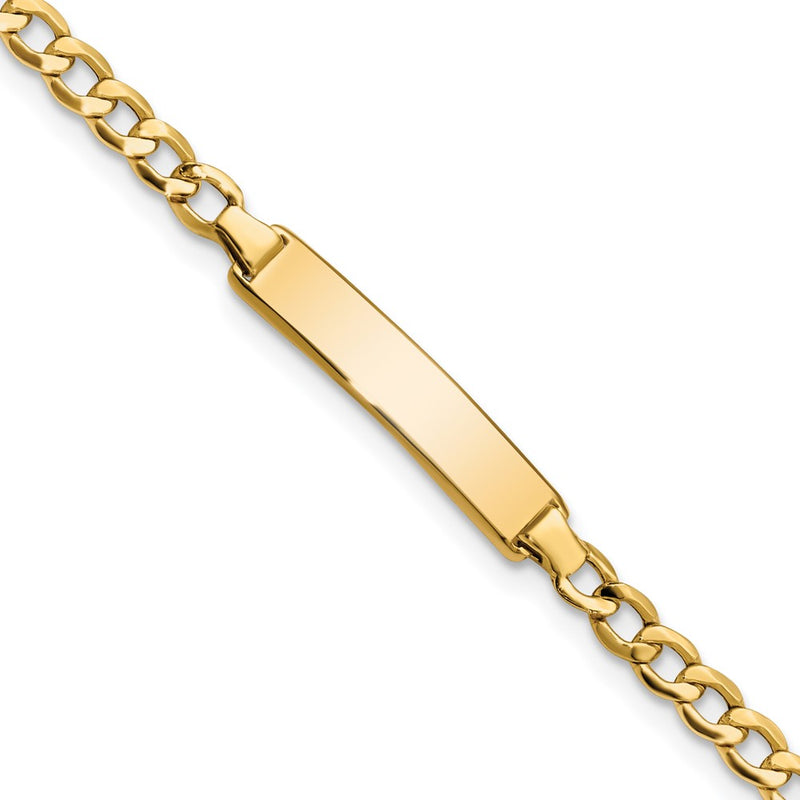 10K Yellow Gold Semi-Solid Curb Link Id Chain Bracelet