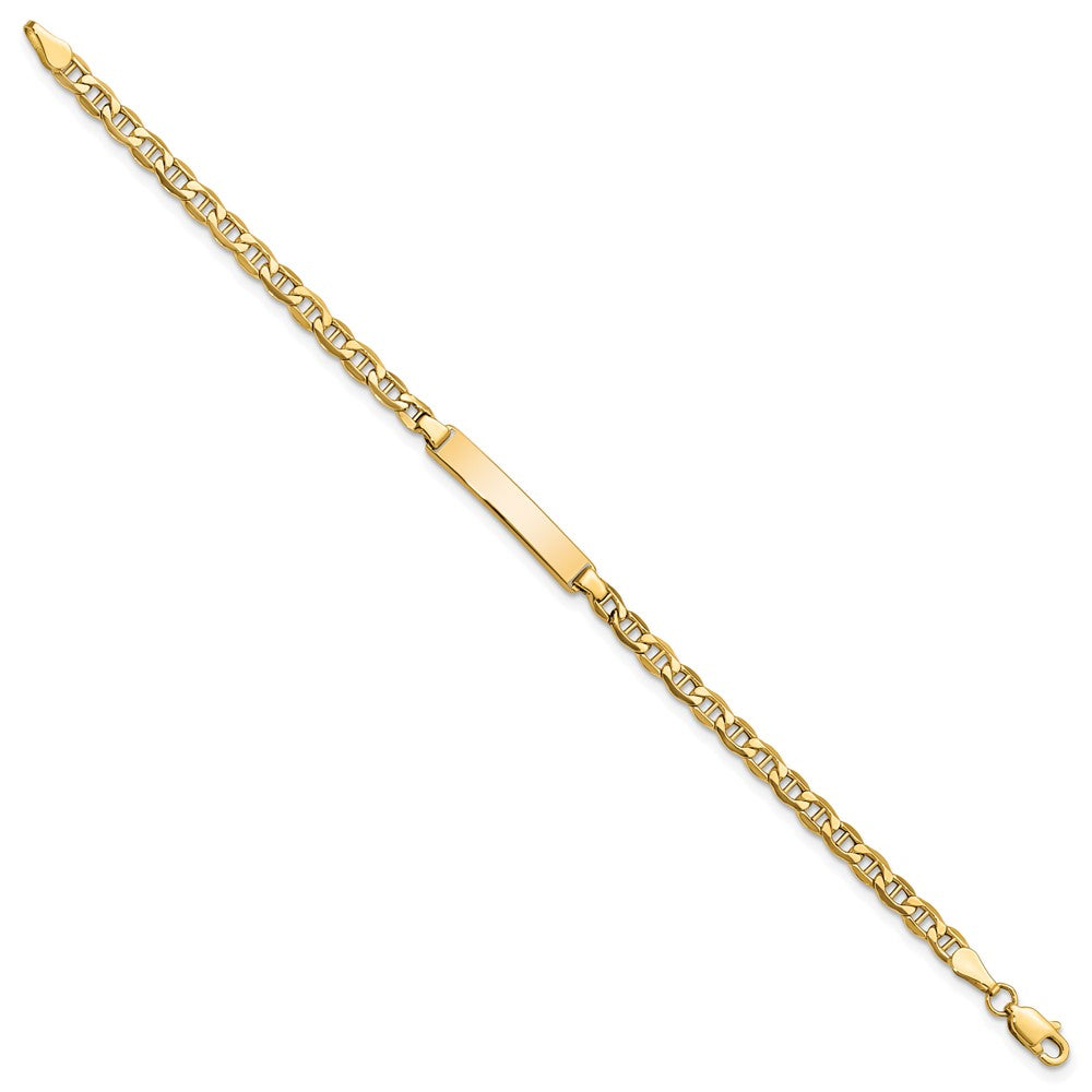 10K Yellow Gold Semi-Solid Anchor Link Id Chain Bracelet
