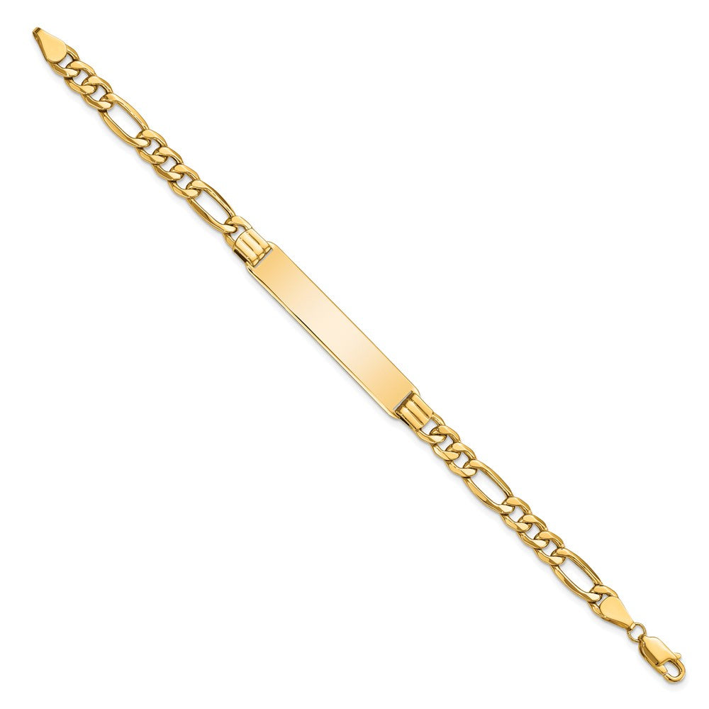 10K Yellow Gold Semi-Solid Figaro Link Id Chain Bracelet