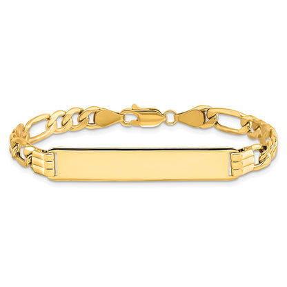 10K Yellow Gold Semi-Solid Figaro Link Id Chain Bracelet