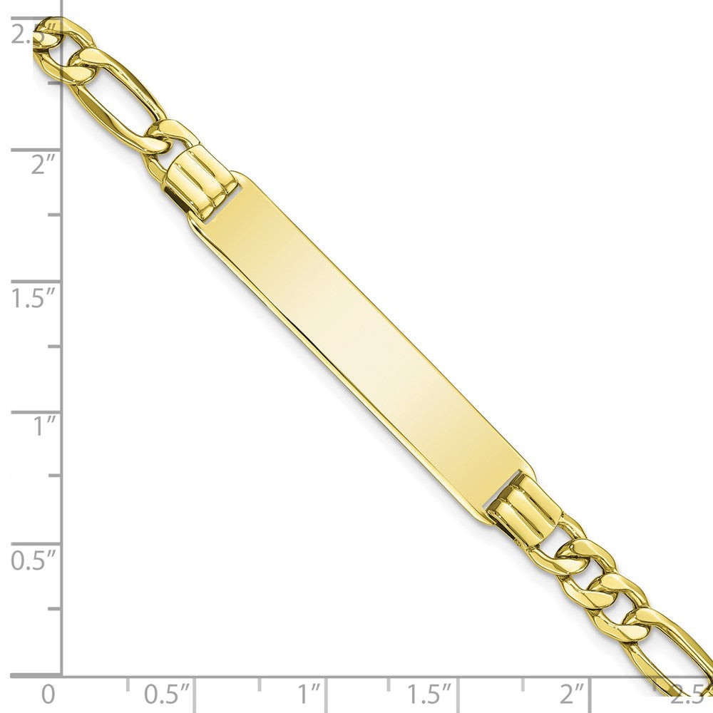 10K Yellow Gold Semi-Solid Figaro Link Id Chain Bracelet