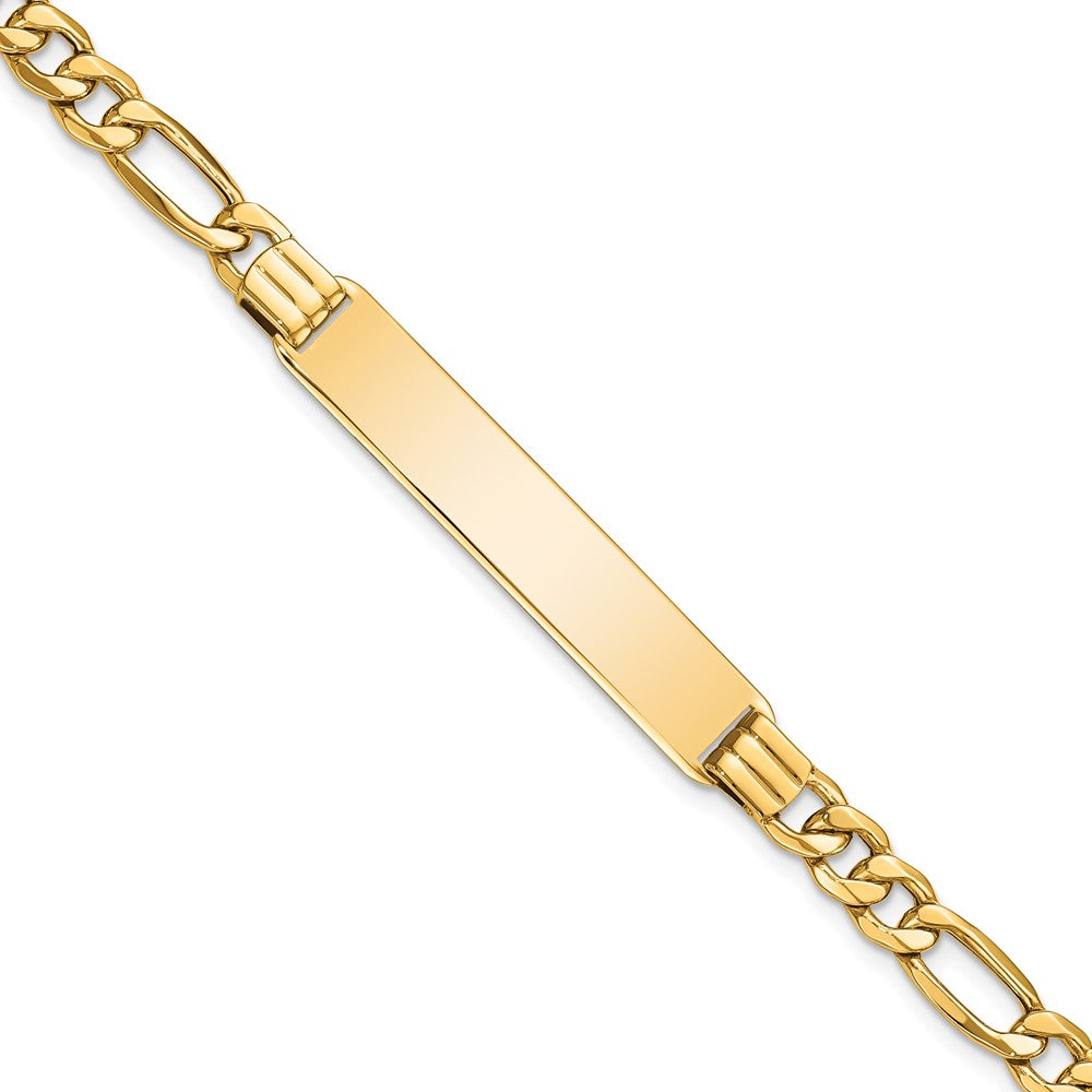 10K Yellow Gold Semi-Solid Figaro Link Id Chain Bracelet