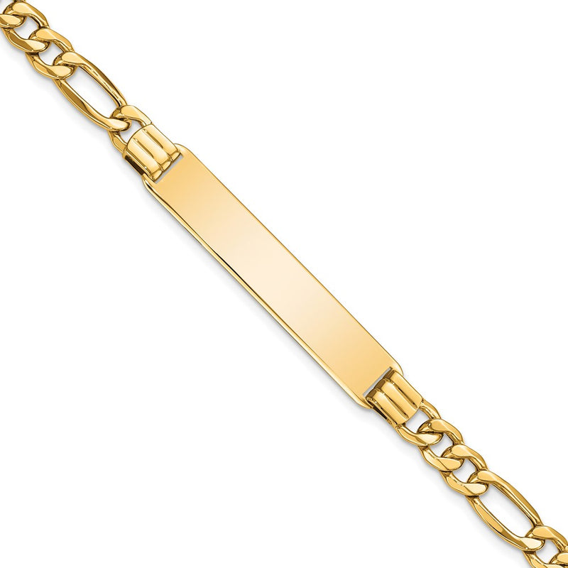 10K Yellow Gold Semi-Solid Figaro Link Id Chain Bracelet