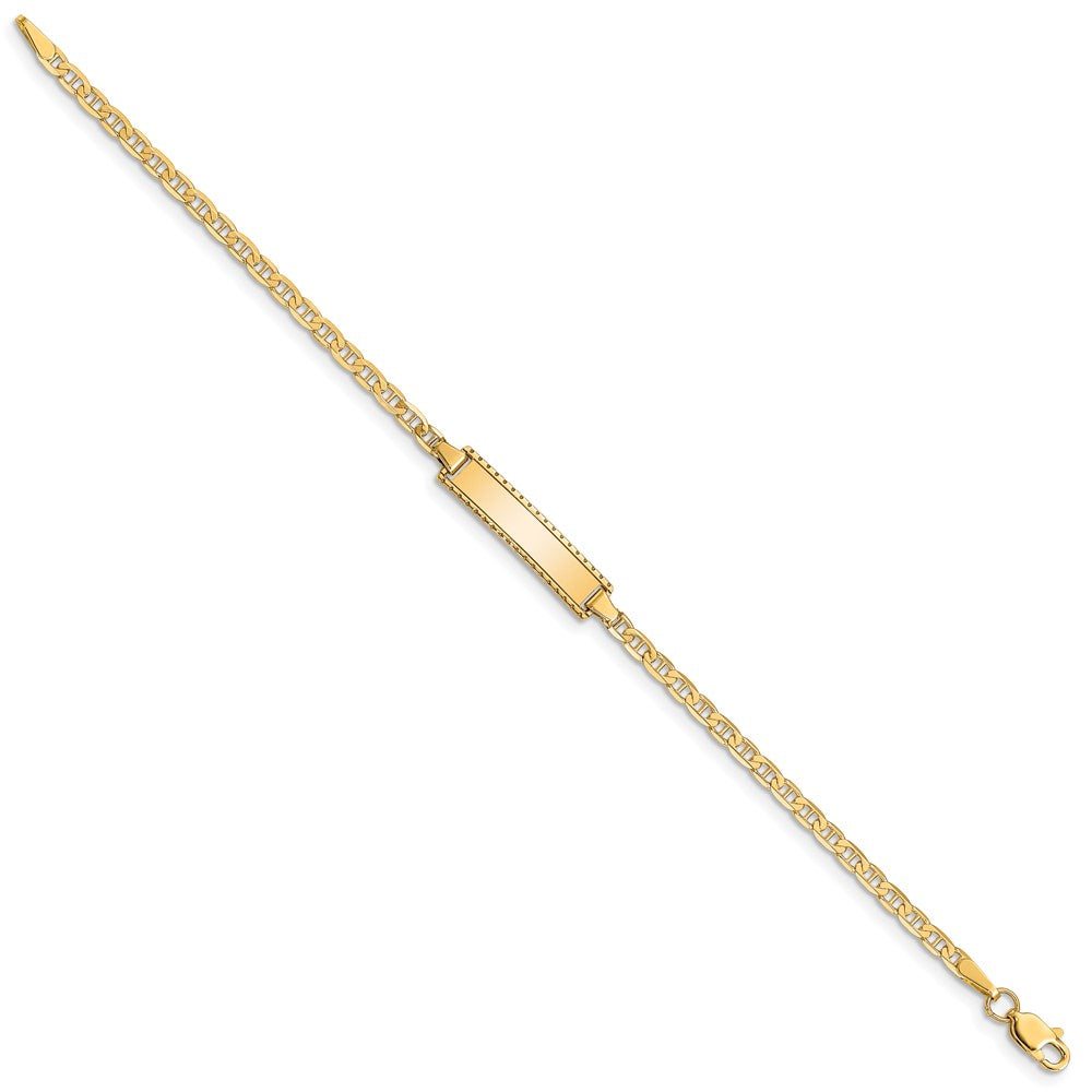 10K Yellow Gold Flat Anchor Link Id Bracelet