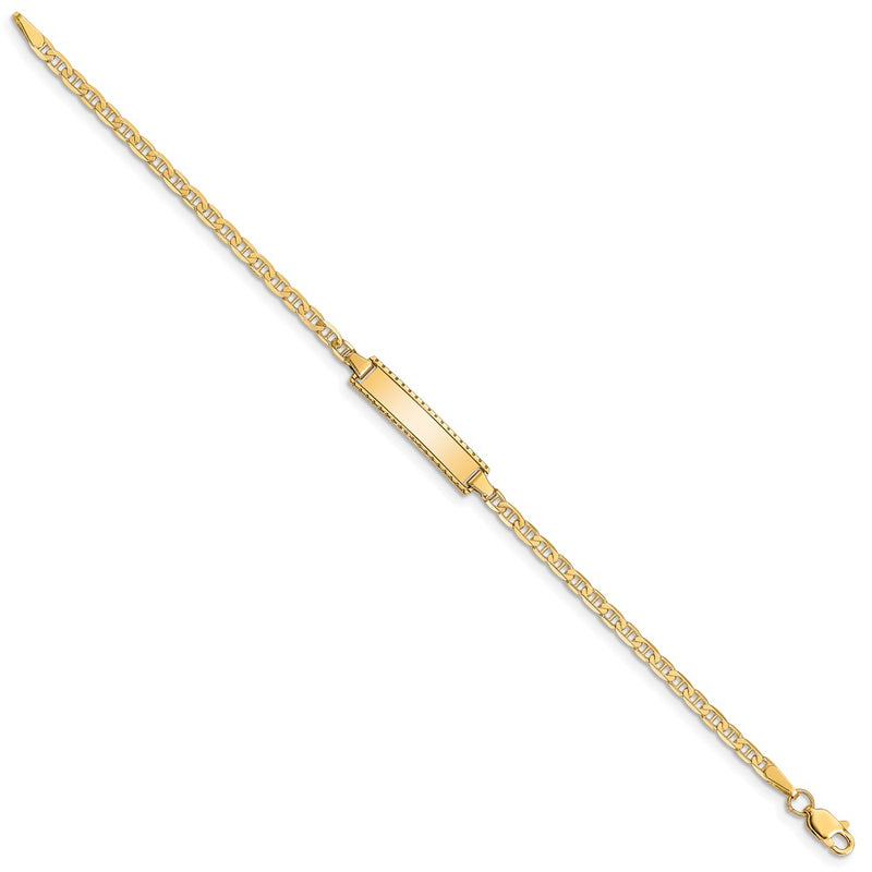 10K Yellow Gold Flat Anchor Link Id Bracelet