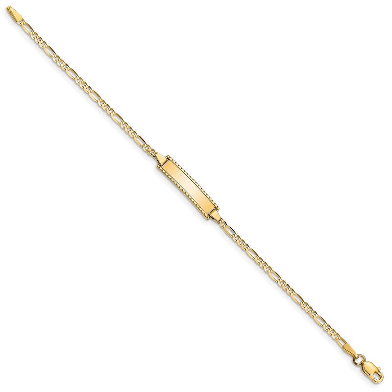 10K Yellow Gold Figaro Link Id Bracelet