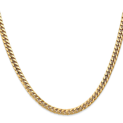 10K Yellow Gold 4.3mm Solid Miami Cuban Chain Necklace