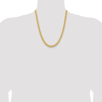 10K Yellow Gold 6.75mm Solid Miami Cuban Chain Necklace