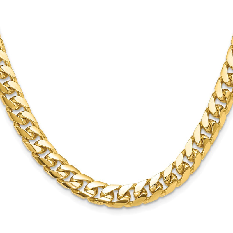10K Yellow Gold 8.0mm Solid Miami Cuban Chain Necklace