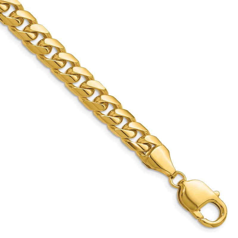 8.5 Inch 10K Yellow Gold 10K 8.0mm Solid Miami Cuban Chain Bracelet