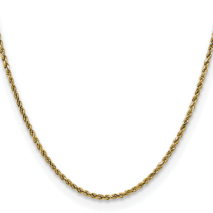 10K Yellow Gold 2.25mm Semi-Solid D/C Rope Chain