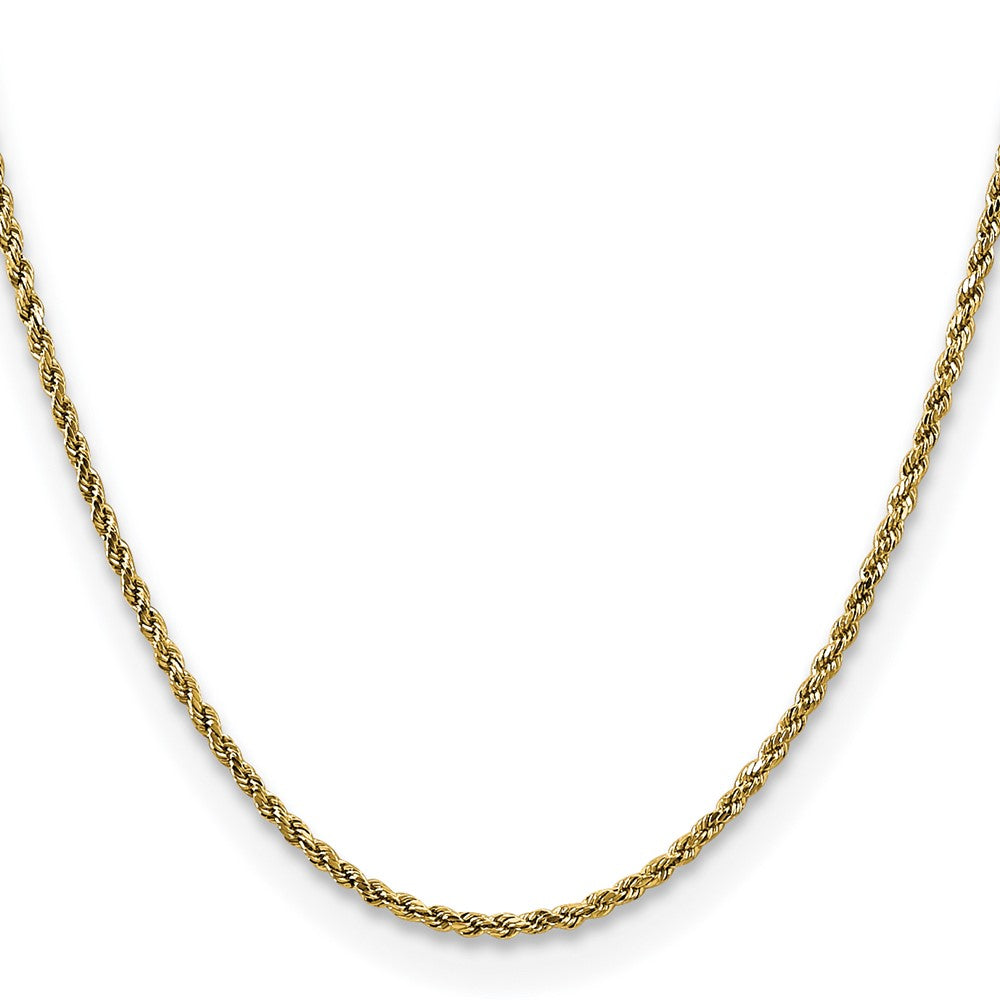 10K Yellow Gold 2.25mm Semi-Solid D/C Rope Chain Necklace