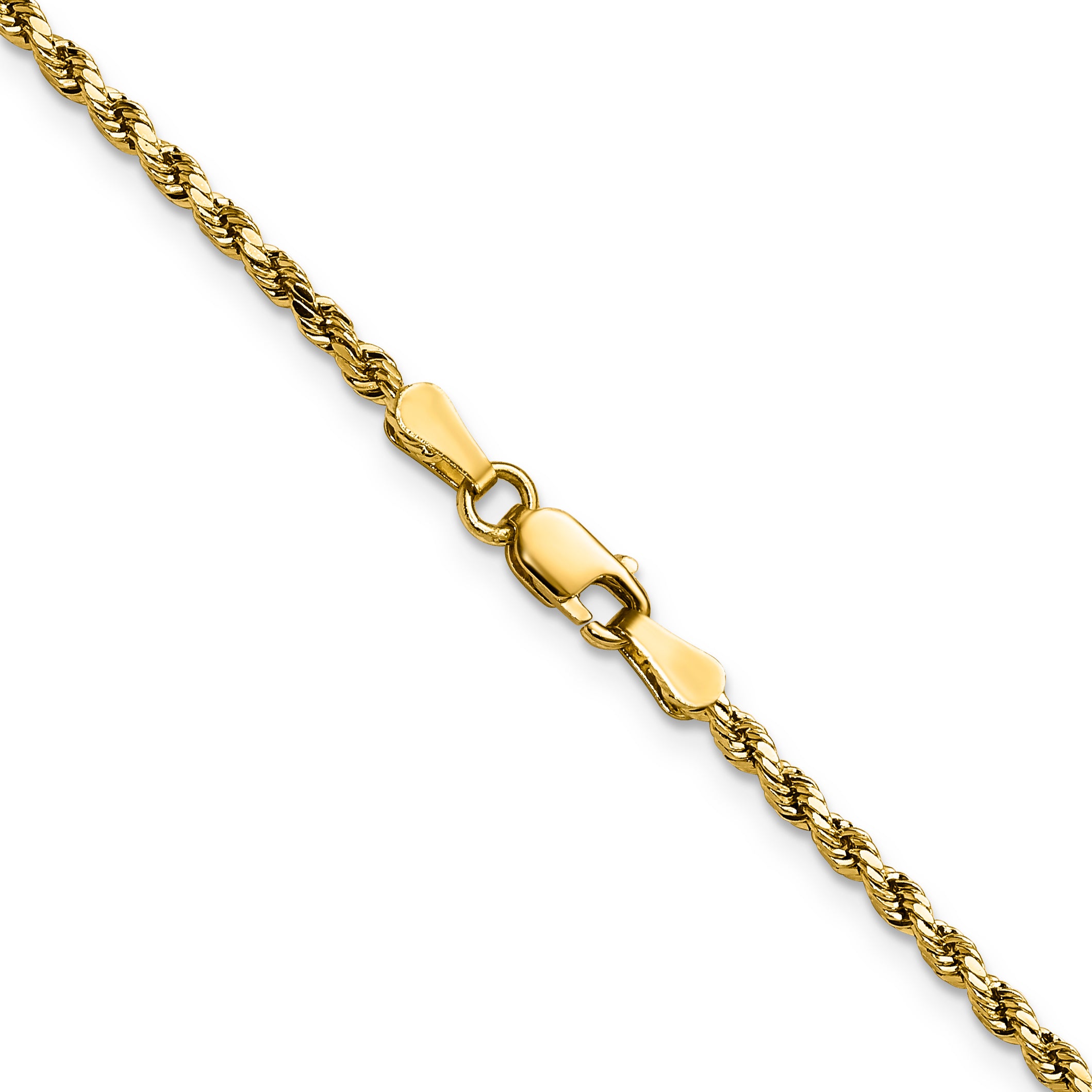 10K Yellow Gold 2.25mm Semi-Solid D/C Rope Chain