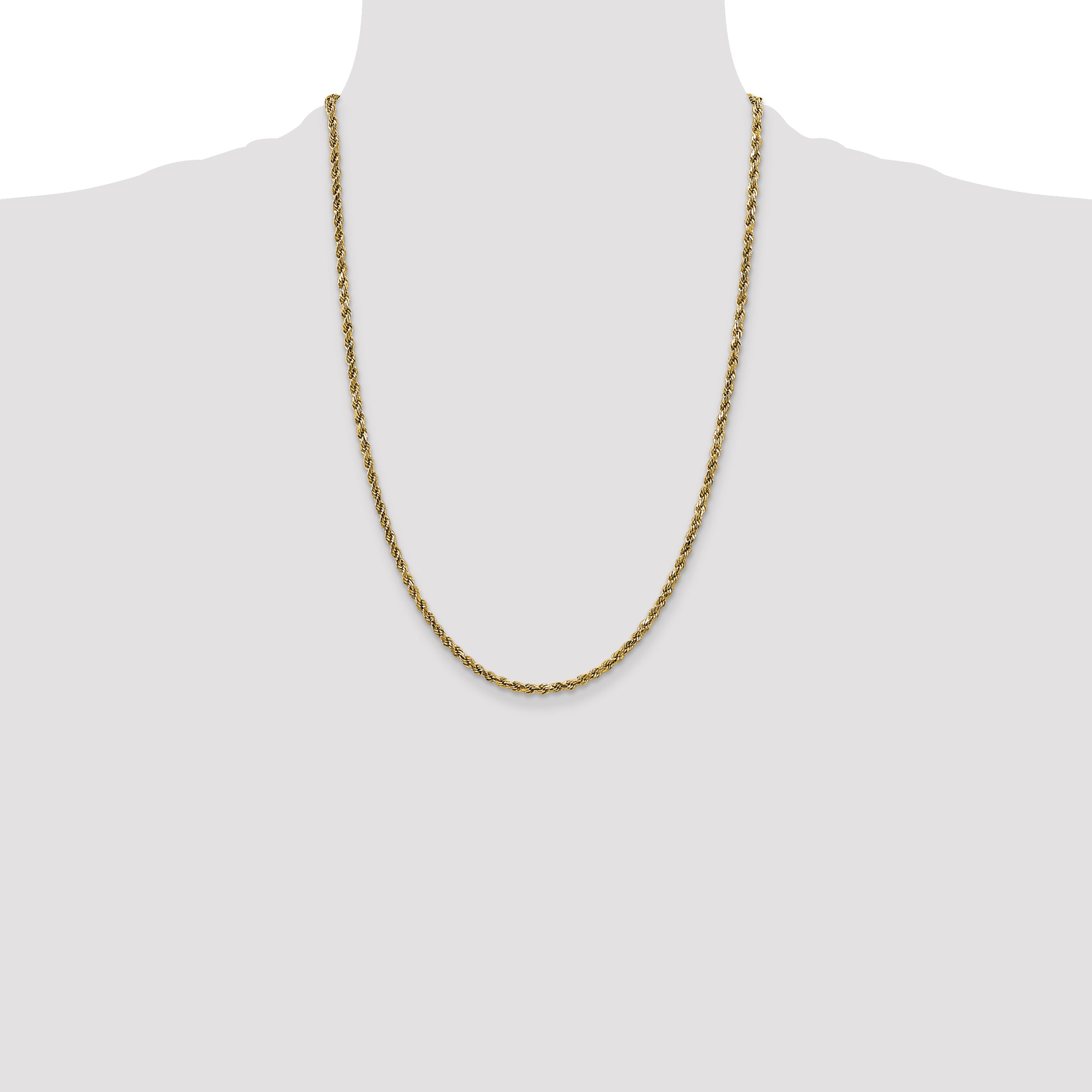 10K Yellow Gold 2.25mm Semi-Solid D/C Rope Chain