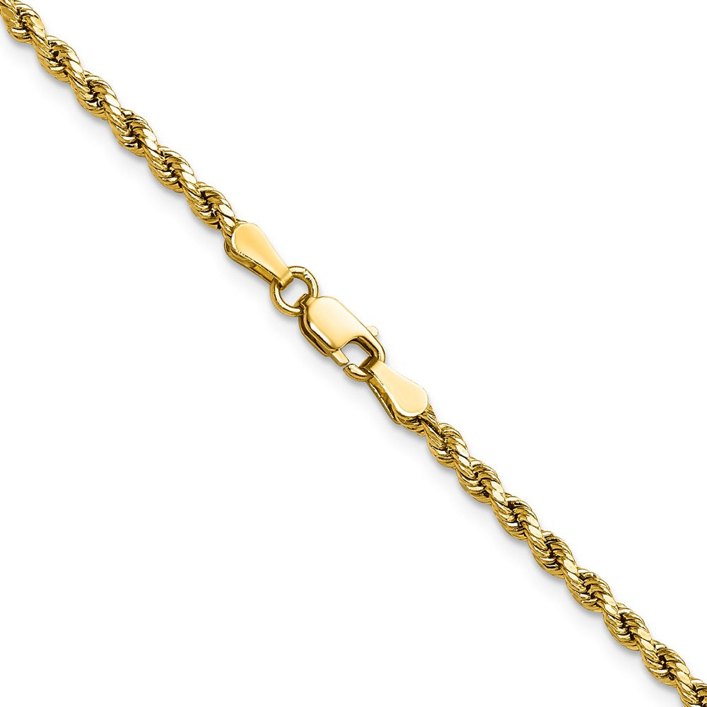 10K Yellow Gold 2.5mm Semi-Solid D/C Rope Chain Necklace