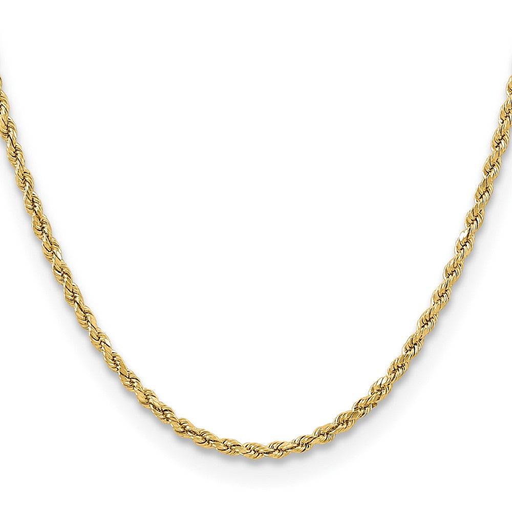 10K Yellow Gold 3mm Semi-Solid D/C Rope Chain Necklace